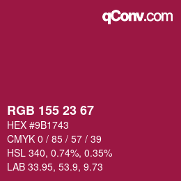 カラーコード: RGB 155 23 67 | qconv.com