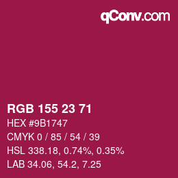 カラーコード: RGB 155 23 71 | qconv.com