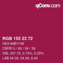 Color code: RGB 155 23 72 | qconv.com