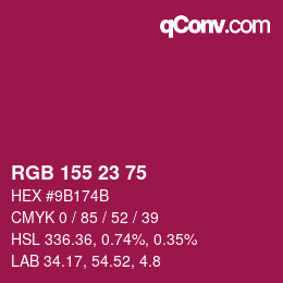 カラーコード: RGB 155 23 75 | qconv.com