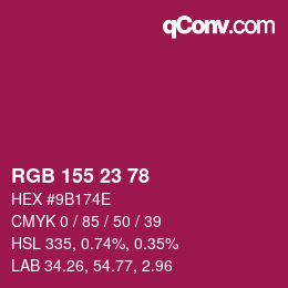 カラーコード: RGB 155 23 78 | qconv.com