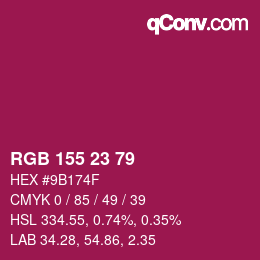 カラーコード: RGB 155 23 79 | qconv.com