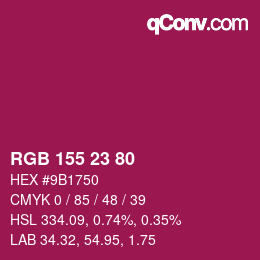 Color code: RGB 155 23 80 | qconv.com