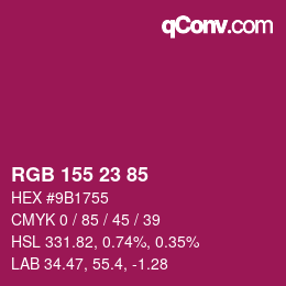 Color code: RGB 155 23 85 | qconv.com