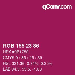 Color code: RGB 155 23 86 | qconv.com