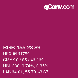 カラーコード: RGB 155 23 89 | qconv.com