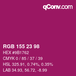 颜色代码: RGB 155 23 98 | qconv.com