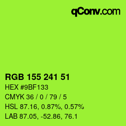 Color code: RGB 155 241 51 | qconv.com