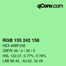 Color code: RGB 155 242 158 | qconv.com