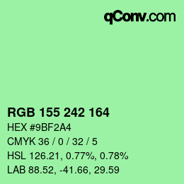 Color code: RGB 155 242 164 | qconv.com