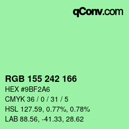 Color code: RGB 155 242 166 | qconv.com