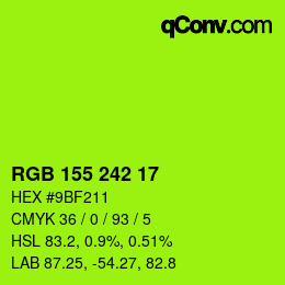 Farbcode: RGB 155 242 17 | qconv.com