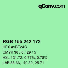 Color code: RGB 155 242 172 | qconv.com
