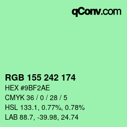Color code: RGB 155 242 174 | qconv.com