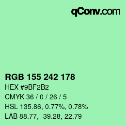 Color code: RGB 155 242 178 | qconv.com