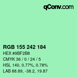 カラーコード: RGB 155 242 184 | qconv.com