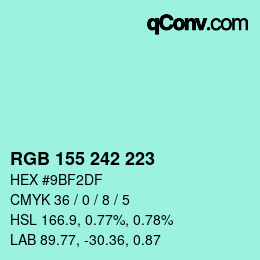 カラーコード: RGB 155 242 223 | qconv.com