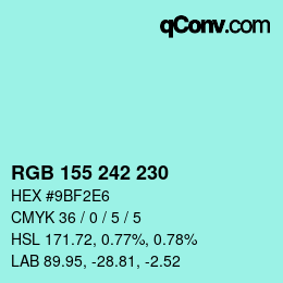 Color code: RGB 155 242 230 | qconv.com