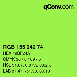 颜色代码: RGB 155 242 74 | qconv.com