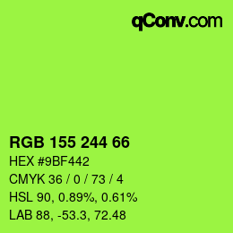 カラーコード: RGB 155 244 66 | qconv.com