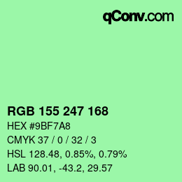 カラーコード: RGB 155 247 168 | qconv.com