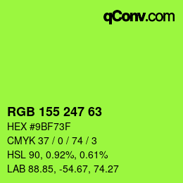 Color code: RGB 155 247 63 | qconv.com