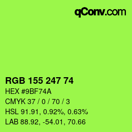 颜色代码: RGB 155 247 74 | qconv.com