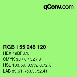 颜色代码: RGB 155 248 120 | qconv.com