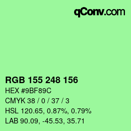 颜色代码: RGB 155 248 156 | qconv.com