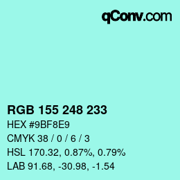 Color code: RGB 155 248 233 | qconv.com