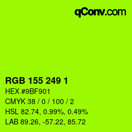 颜色代码: RGB 155 249 1 | qconv.com