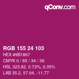 Farbcode: RGB 155 24 103 | qconv.com