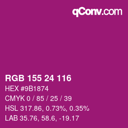 カラーコード: RGB 155 24 116 | qconv.com