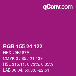 Color code: RGB 155 24 122 | qconv.com