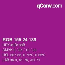 颜色代码: RGB 155 24 139 | qconv.com