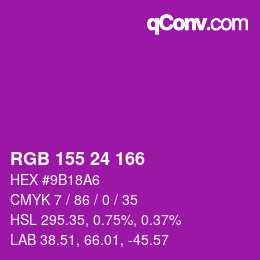 カラーコード: RGB 155 24 166 | qconv.com