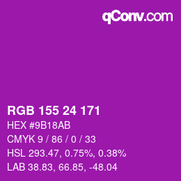 カラーコード: RGB 155 24 171 | qconv.com