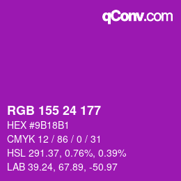 カラーコード: RGB 155 24 177 | qconv.com