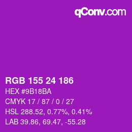 カラーコード: RGB 155 24 186 | qconv.com