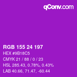 カラーコード: RGB 155 24 197 | qconv.com