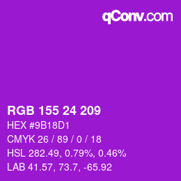 Color code: RGB 155 24 209 | qconv.com