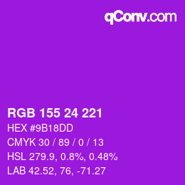 颜色代码: RGB 155 24 221 | qconv.com
