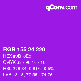 Color code: RGB 155 24 229 | qconv.com