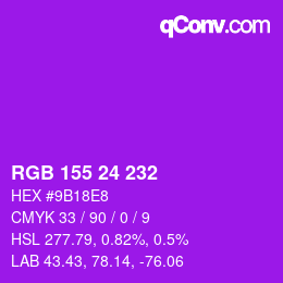 Color code: RGB 155 24 232 | qconv.com