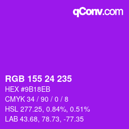 Color code: RGB 155 24 235 | qconv.com