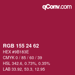 カラーコード: RGB 155 24 62 | qconv.com