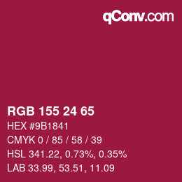 カラーコード: RGB 155 24 65 | qconv.com