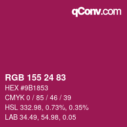 Color code: RGB 155 24 83 | qconv.com