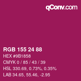 カラーコード: RGB 155 24 88 | qconv.com