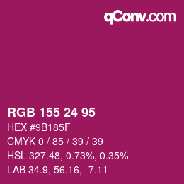 颜色代码: RGB 155 24 95 | qconv.com